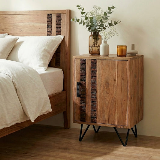 Arovan Bark-Inlay Box Bedside Table