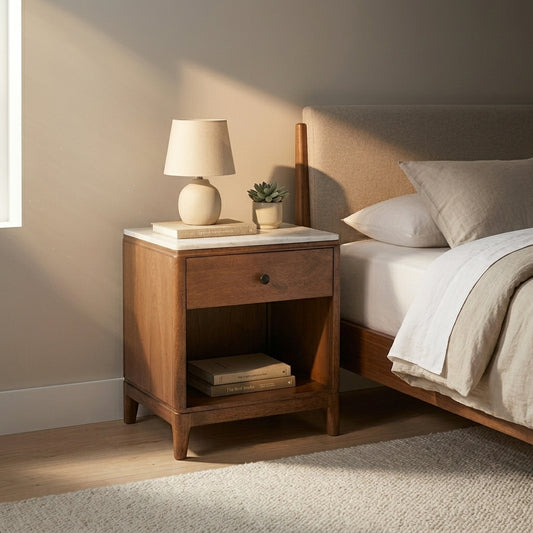 Aroha stone-finished top Bedside Table