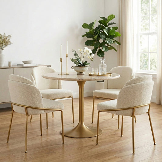 VELTARO Travertine Pedestal Table