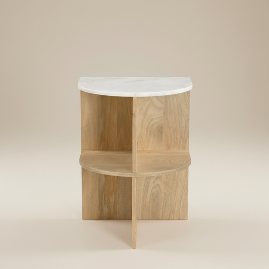 Sectra Semi-Circular Stone End Table