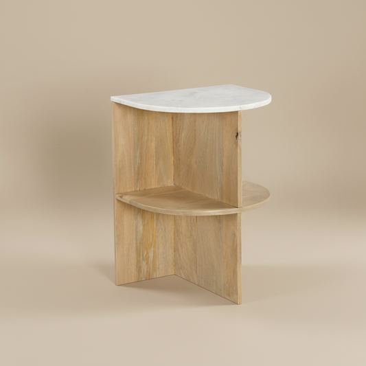 Sectra Semi-Circular Stone End Table
