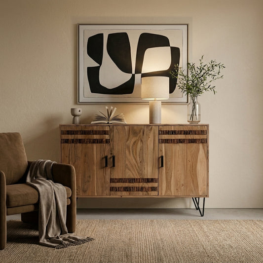 Arovan Bark-Inlay Three Door Sideboard