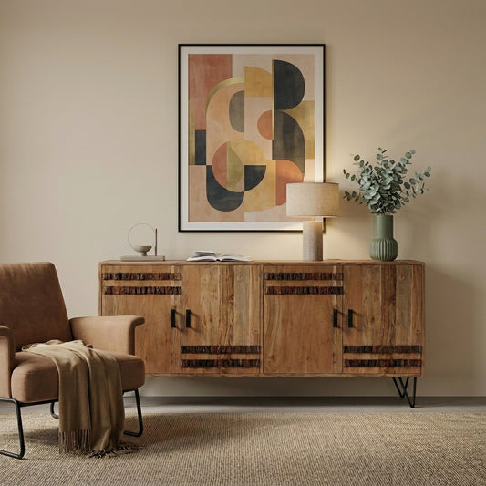 Arovan Bark-Inlay Four Door Sideboard