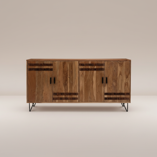 Arovan Bark-Inlay Four Door Sideboard