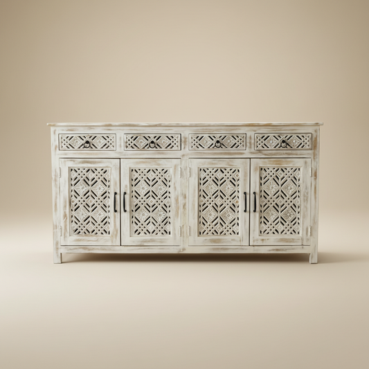 Zavira carved Four Door Sideboard