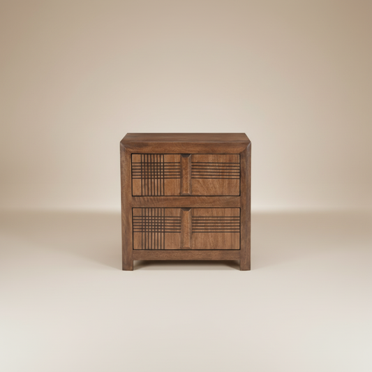 Rivora Linear Dual Drawer Bedside Table