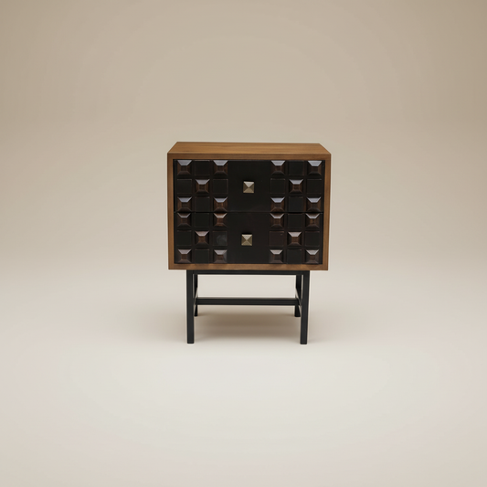 Orvani Diamond-Face Bedside Table – Dual Drawer