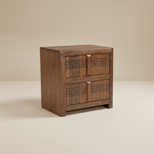 Rivora Linear Dual Drawer Bedside Table