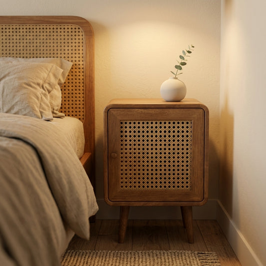 Rivaro Enclosed Cane Cabinet Bedside Table