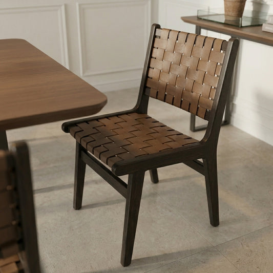 TESSARO Leather Weave Chair