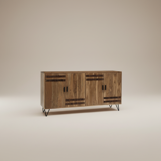 Arovan Bark-Inlay Four Door Sideboard
