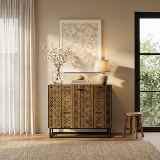 Zubari Tabwa Carved Two Door Sideboard