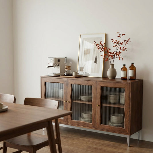 Velora Fluted Glass Three Door Sideboard