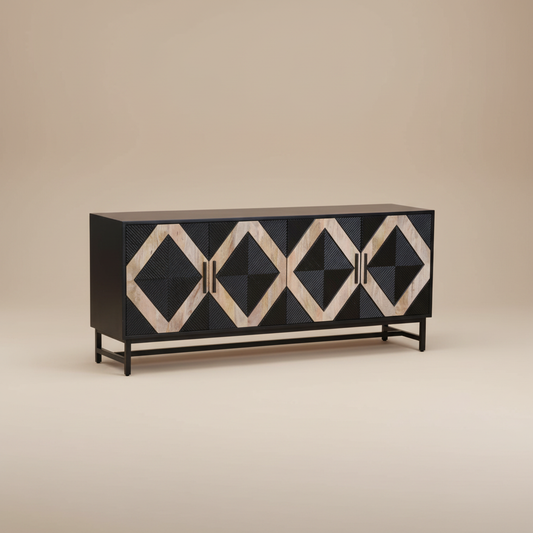 Argello Carved argyle panel Four-Door Sideboard