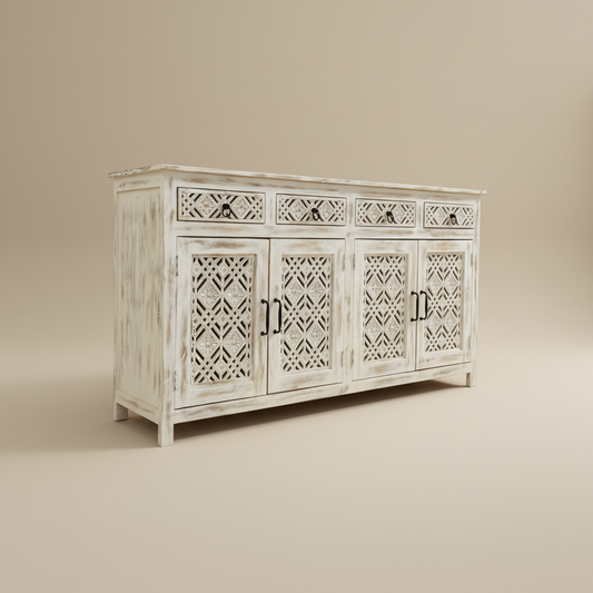 Zavira carved Four Door Sideboard