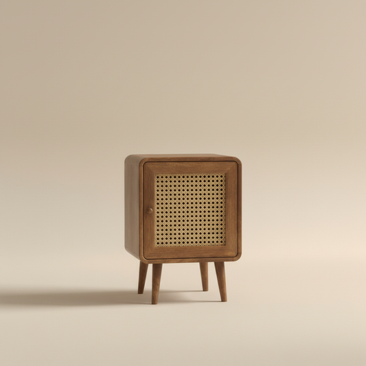 Rivaro Enclosed Cane Cabinet Bedside Table